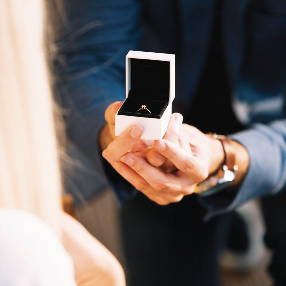 Engagement Proposal Moment with Solitaire Ring