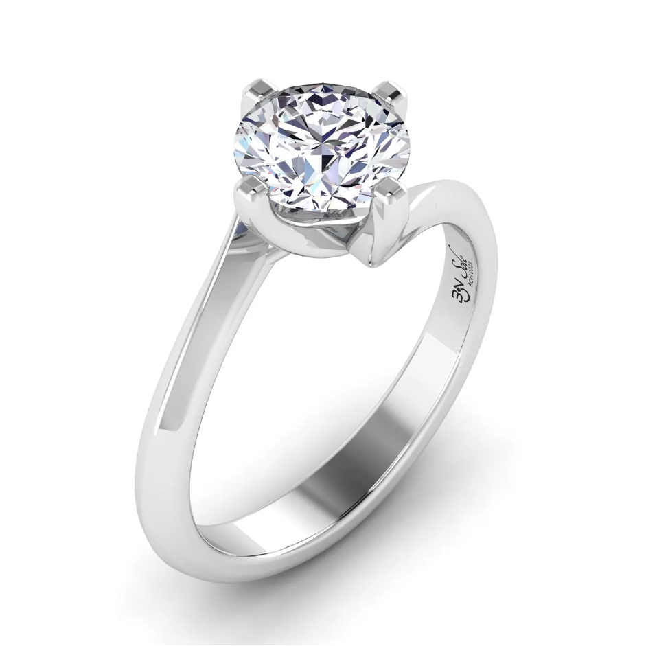 Close-up of a Solitaire Engagement Ring with a Round Brilliant-Cut Diamond